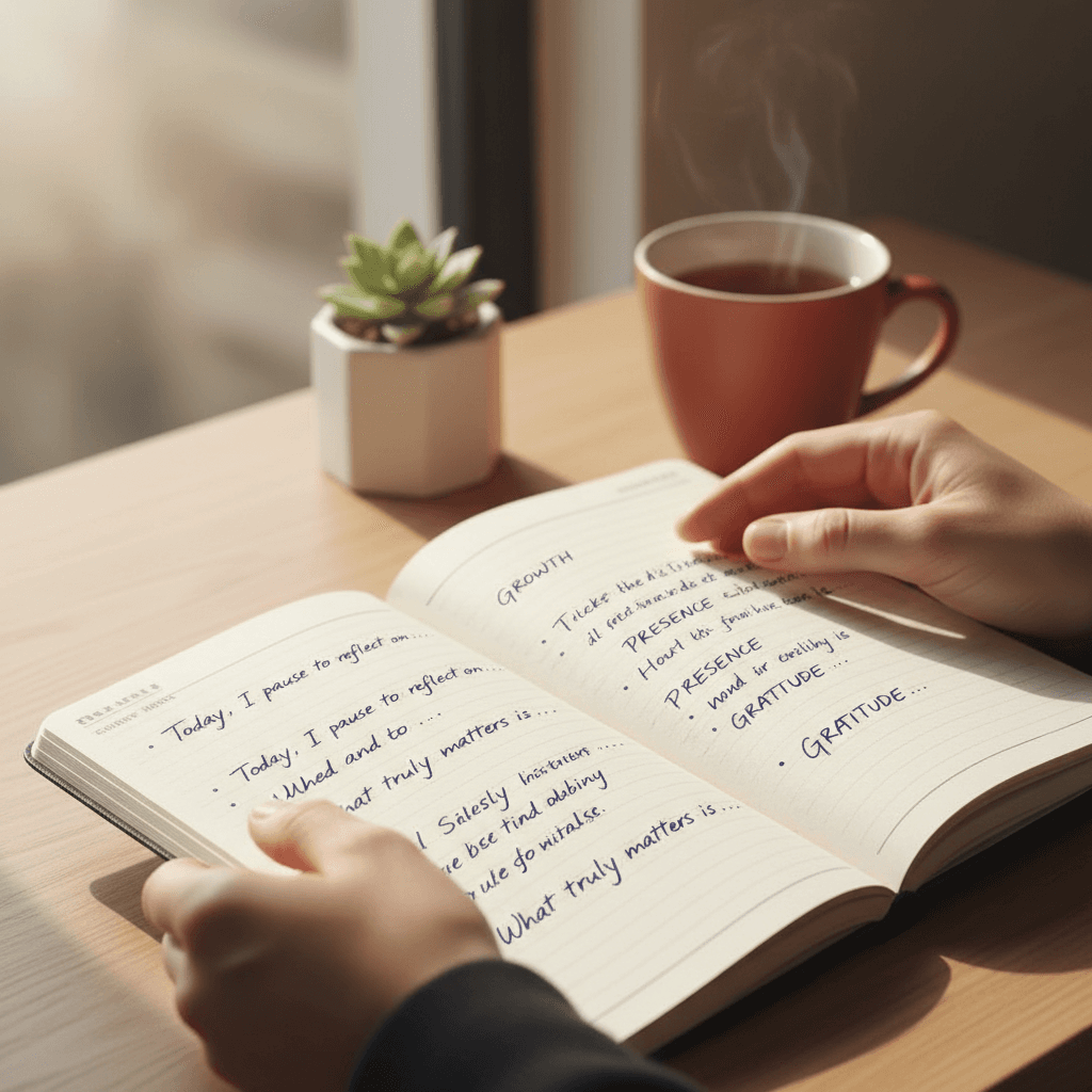 Person writing notes in a journal during a practice session